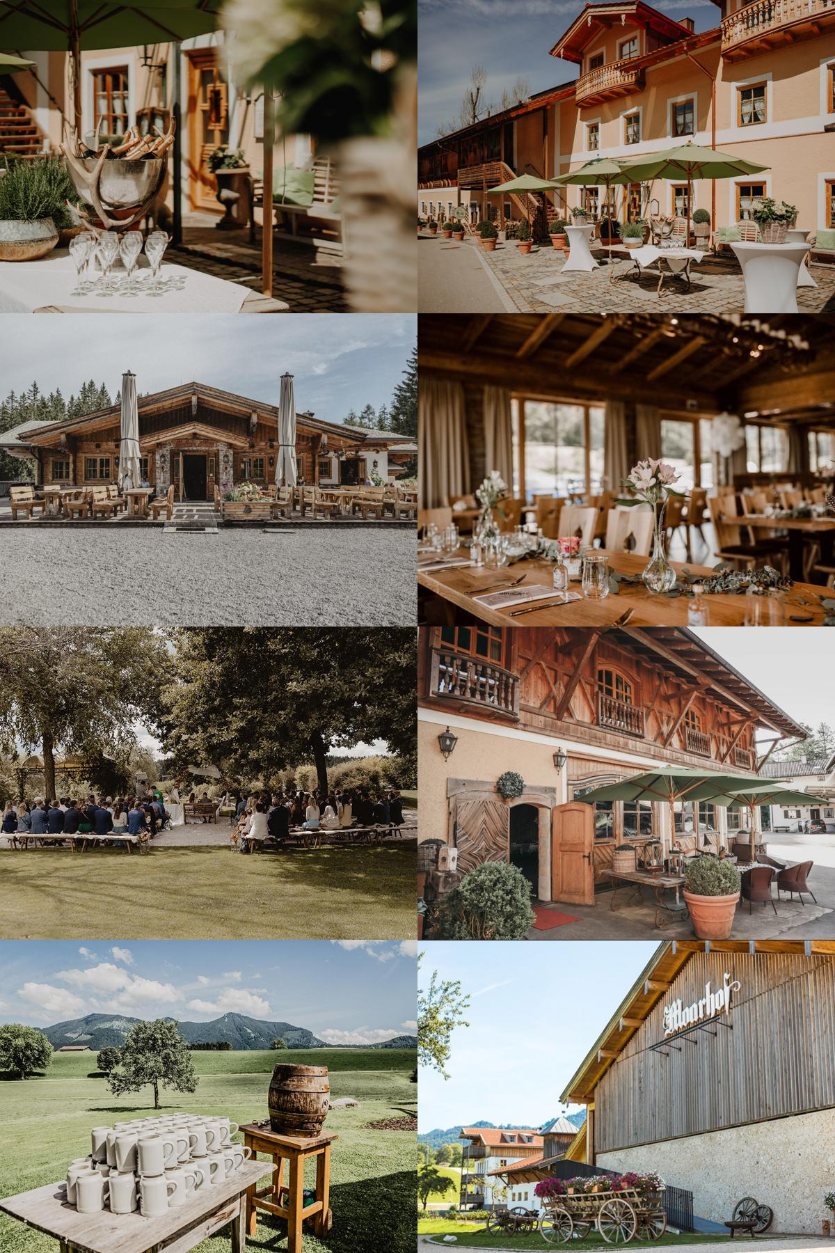 Eine Collage über die schönsten Event- und Hochzeitslocations Rosenheim mit der Brandnew-Band